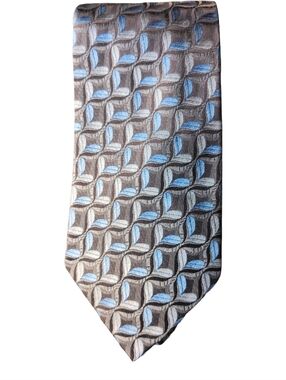 100% Silk Tie Blue Geometric NWT Prom Wedding Homecoming Preppy